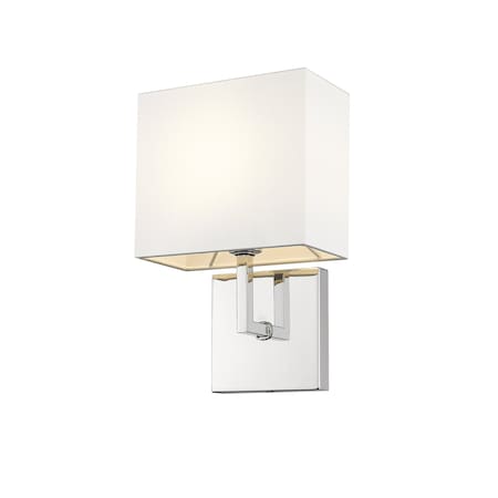 Z-Lite Saxon 1 Light Wall Sconce, Polished Nickel & White 815-1S-PN